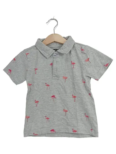 U.S. Polo Assn. Kinder Poloshirt Flamingo Grau Gr. 92 Kurzarm