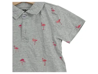 U.S. Polo Assn. Kinder Poloshirt Flamingo Grau Gr. 92 Kurzarm