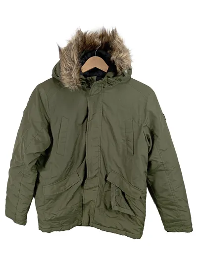 Jack & Jones Kinder Parka Winterjacke Kunstfellkapuze Oliv Gr. 164