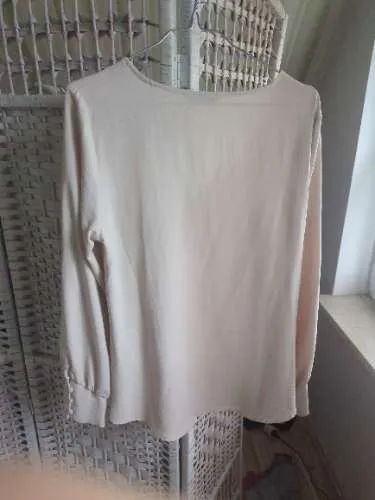 ONLY Damen Bluse Gr. M Beige V-Ausschnitt Langarm Elegant
