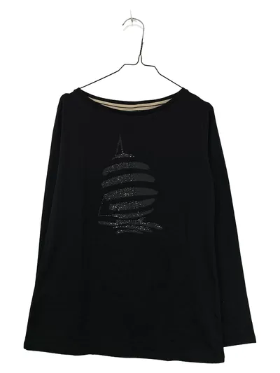 Marina Yachting Langarmshirt Damen Gr. 38 M Schwarz Boot Logo Strass Maritim