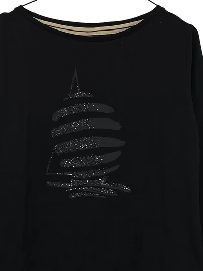 Marina Yachting Langarmshirt Damen Gr. 38 M Schwarz Boot Logo Strass Maritim
