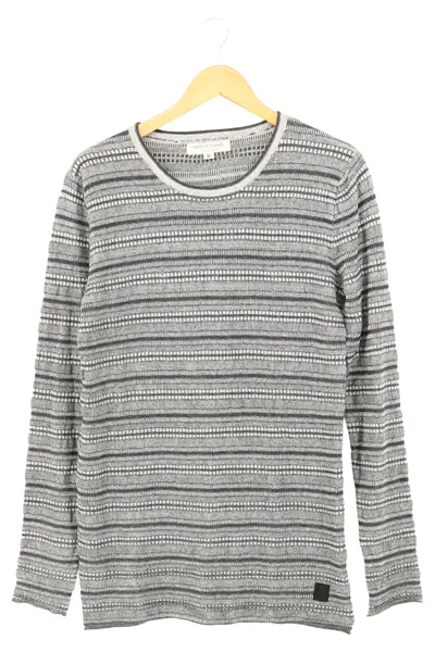 Anerkjendt Damen Pullover Gr. M;38 Grau Gestreift Casual