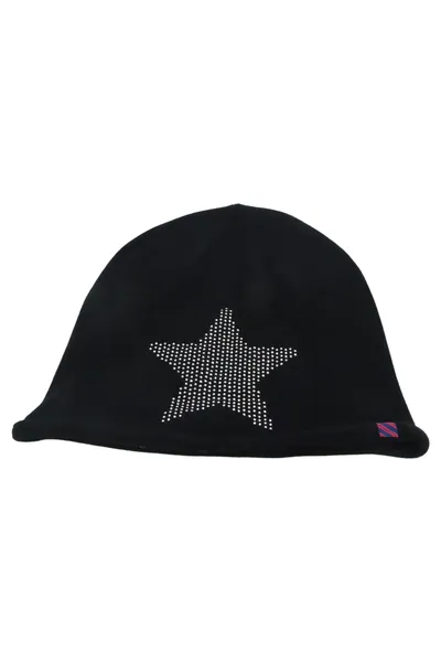 TOM TAILOR Beanie Mütze Damen Sterne Strass Polyacryl Schwarz Casual