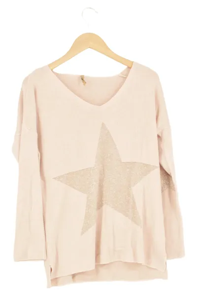 HEIMATLIEBE Damen Pullover Gr. 38/M Rosa mit Glitzer Stern Casual Modern