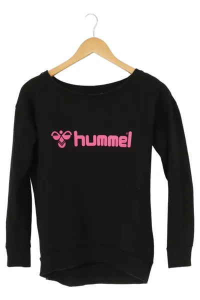 HUMMEL Damen Sweatshirt Schwarz XS/32 Logo-Print Casual Sportlich