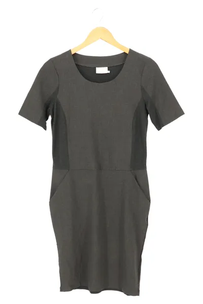 Kaffe Businesskleid Damen Gr. 38/M Grau Elegant Büro Kurzarm