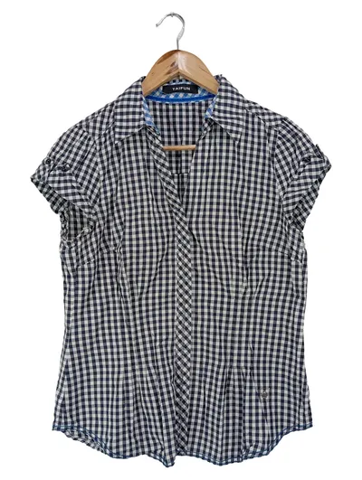 TAIFUN Damen Bluse Einheitsgröße Kariert Schwarz Weiß Kurzarm Casual