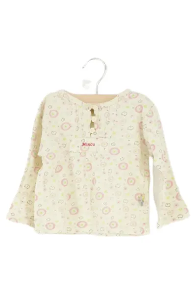 BOB DER BÄR Langarmshirt Kinder Katze Motiv Gr. 74 Beige Baumwolle