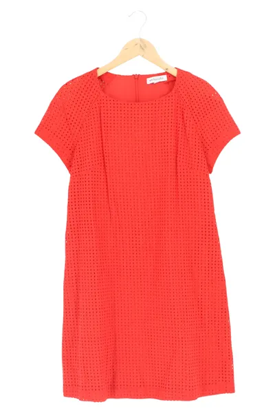EMILY AND FIN Damen Freizeitkleid Gr. 38/M Rot Lochmuster Elegant Vintage