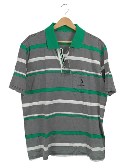 MASTERS Herren Poloshirt Gestreift Grün Weiß Schwarz Gr. 54;XXL Baumwolle