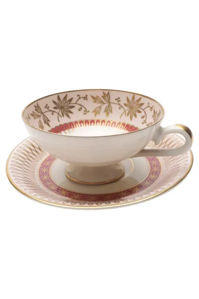 HAVILAND Espressotasse mit Unterteller Porzellan Gold Rot Elegant Vintage