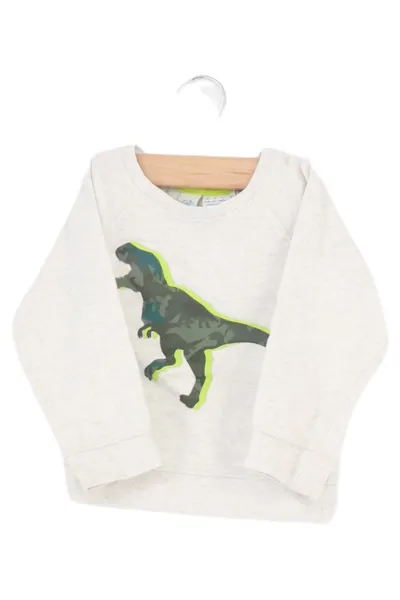 BOB DER BäR Kinder Pullover Gr. 86 Grau Dinosaurier Casual Langarm