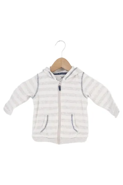 BOB DER BäR Kinder Sweatjacke Gr. 80 Grau Gestreift Kapuze Casual
