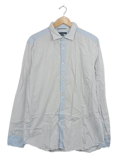 Marc O'Polo Herren Business Hemd Blau Kariert Gr. 43 Slim Fit Baumwolle