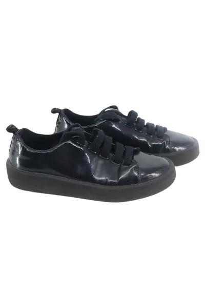 CAMPER Damen Schnürschuhe Gr. 35 Schwarz Lack-Optik Modisch Urban