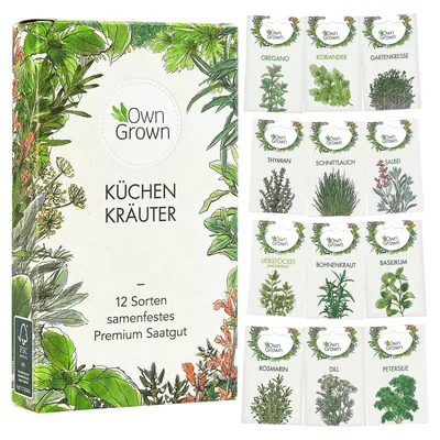 OwnGrown Küchenkräuter Samen Set 12 Sorten Premium Saatgut Garten Balkon