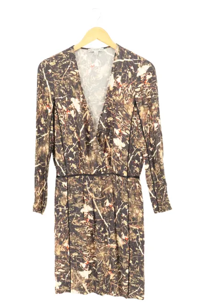 Dagmar Damen Freizeitkleid Wickeloptik Gr. 38/M Braun Viskose Elegant Vintage