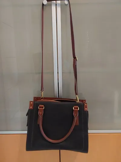 Fossil Damen Henkeltasche Leder Schwarz Braun Crossbody Handtasche