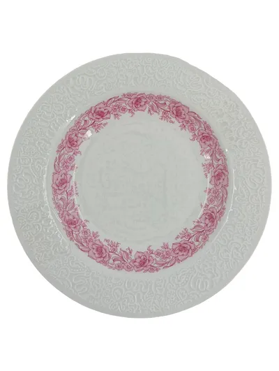 Hutschenreuther Essteller Set 10-teilig Porzellan Weiß Rosa Blumen 22 cm