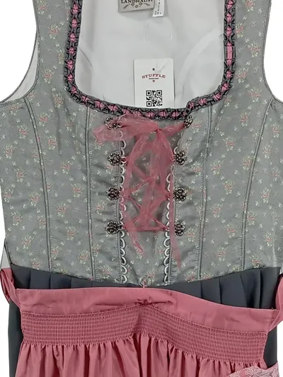 LANDHAUS Dirndl Trachtenkleid Damen Gr. 36 Grau Rosa Blumen Schürze