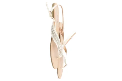 ANNIE GRIFFIN Damen Zehentrenner Sandalen Weiß Strass Gr. 38 Elegant Casual