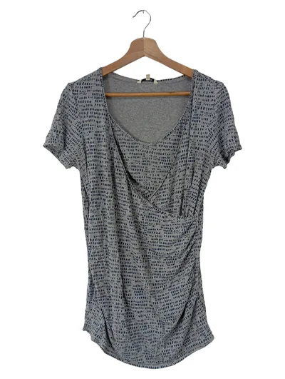 Noppies Umstandsshirt Damen M Grau Wickeloptik Kurzarm Casual