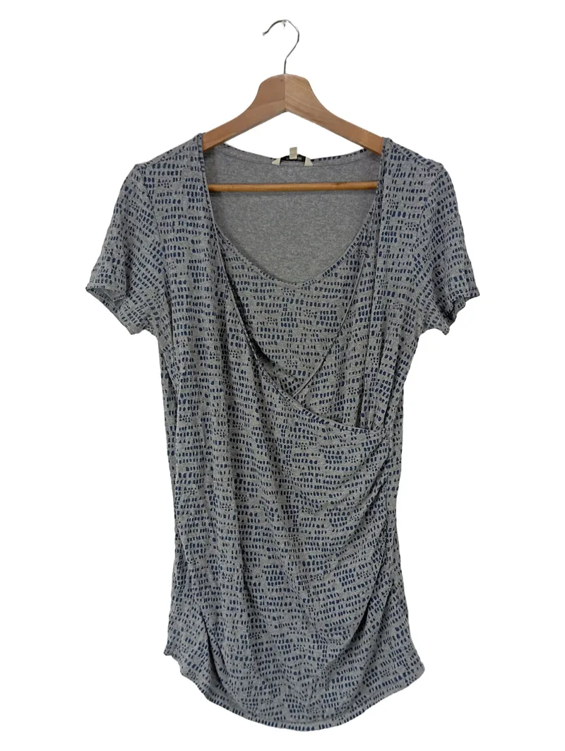Noppies Umstandsshirt Damen M Grau Wickeloptik Kurzarm Casual 1