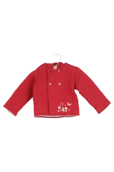 CHARANGA Kinder Steppjacke Rot Gr. 74 Klassisch Gesteppt Kapuze Stickerei