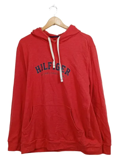 Tommy Hilfiger Herren Kapuzenpullover Rot Gr. 50 L Logo-Print Casual