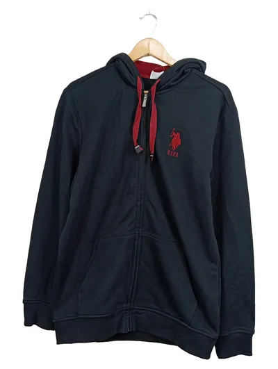 U.S. Polo Assn. Herren Sweatjacke Hoodie Blau Gr. 50 L Reißverschluss Kapuze