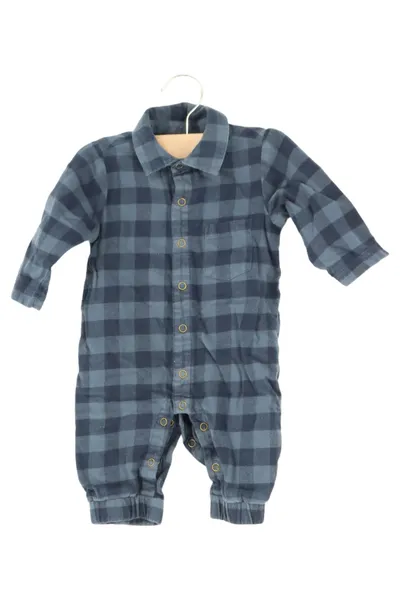 SMITTEN ORGANIC Baby Body Gr. 62 Blau Kariert Baumwolle