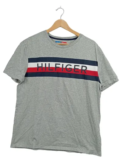 Tommy Hilfiger Sport Herren T-Shirt Grau Gr. 50 L Logo-Print Baumwolle