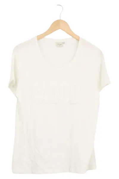 CREAM Damen T-Shirt Gr. XL/44 Weiß Casual Schriftzug MOOD Kurzarm