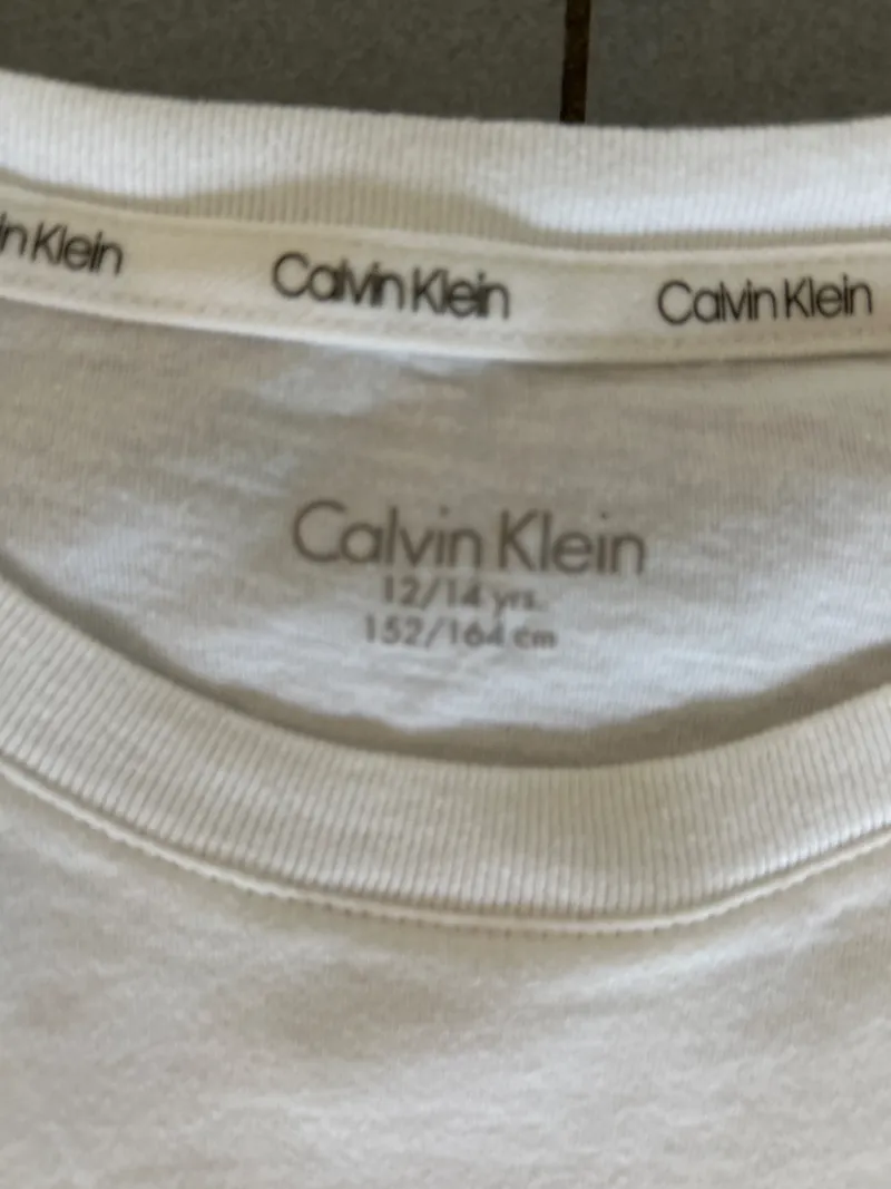 Calvin Klein Kinder T-Shirt Weiß Logo-Print Gr. 152/164 Baumwolle 4