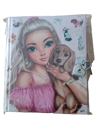 Depesche TOPModel Tagebuch mit Schloss Schlüssel Mädchen Pink Hund 18x15cm