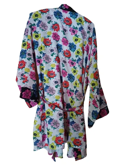 Ted Baker Damen Morgenmantel Kimono Blumenmuster Gr. XL Mehrfarbig