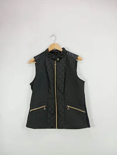 Marc New York Damen Steppweste Weste Gr. 36 S Schwarz Gold Zipper Casual