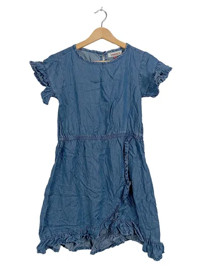 Vingino Sommerkleid Mädchen Gr. 164 Blau Rüschen Jeanskleid Tencel