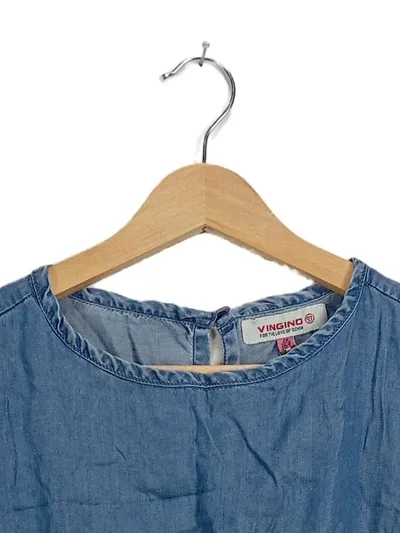 Vingino Sommerkleid Mädchen Gr. 164 Blau Rüschen Jeanskleid Tencel