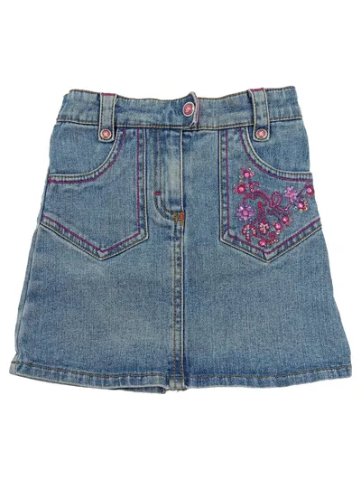 Esprit Mini Mädchen Jeansrock Gr. 128 Blau Stickerei Pailletten
