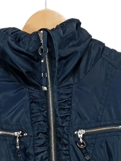 CANDA Premium Damen Leichte Jacke Gr. 36 Blau Raffungen Reißverschluss