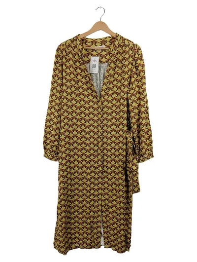 Surkana Blusenkleid Damen Gr. L Gelb Geometrisch Viskose Langarm