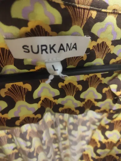Surkana Blusenkleid Damen Gr. L Gelb Geometrisch Viskose Langarm