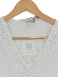 Fair Lady Damen Bluse Gr. 36 Weiß Langarm Spitze V-Ausschnitt 2