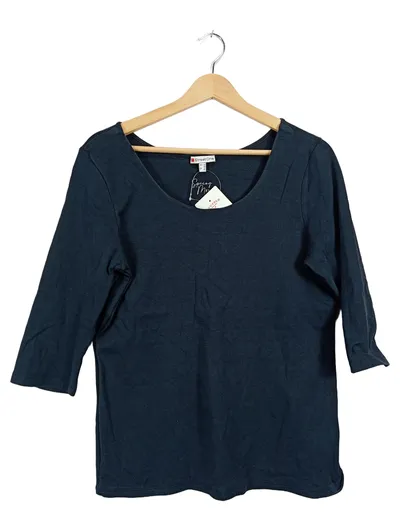 Street One Damen T-Shirt 3/4 Arm Gr. 42/XL Blau Baumwolle Basic Casual Shirt
