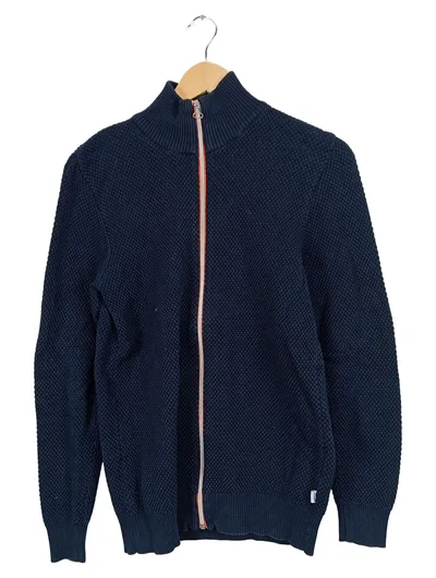 Kronstadt Herren Strickjacke Gr. S Blau Baumwolle Reißverschluss