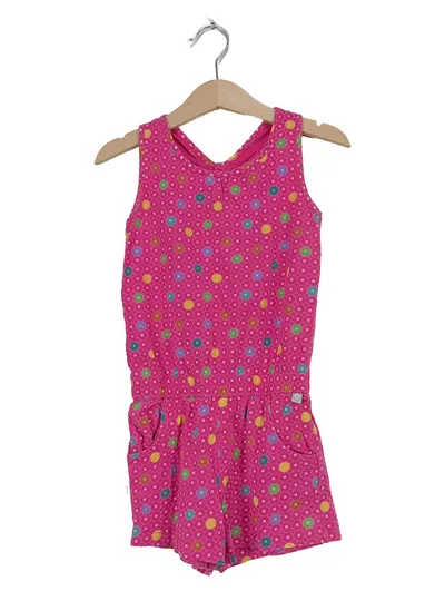 Liegelind Mädchen Jumpsuit Kurzoverall Gr. 92 Pink Bunt Baumwolle
