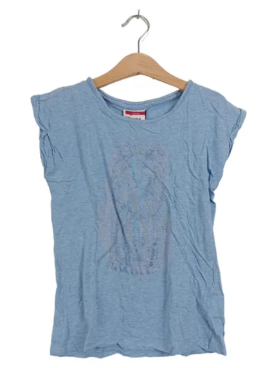 Yigga Mädchen T-Shirt Gr. 134-140 Blau Löwen-Print Kurzarm