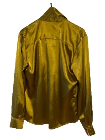 MONA Damen Hemdbluse Satin Gold Gr. 40 Elegant Langarm Bluse